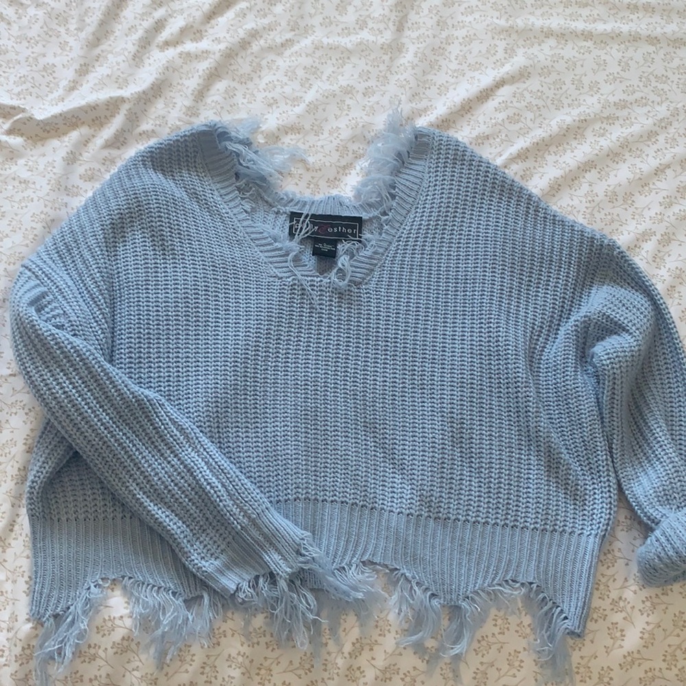 Blue knitted crop top sweater